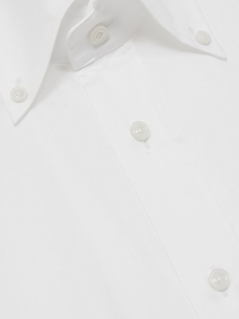 Reiss White Allora Regular Fit 100% Cotton Button Down Shirt