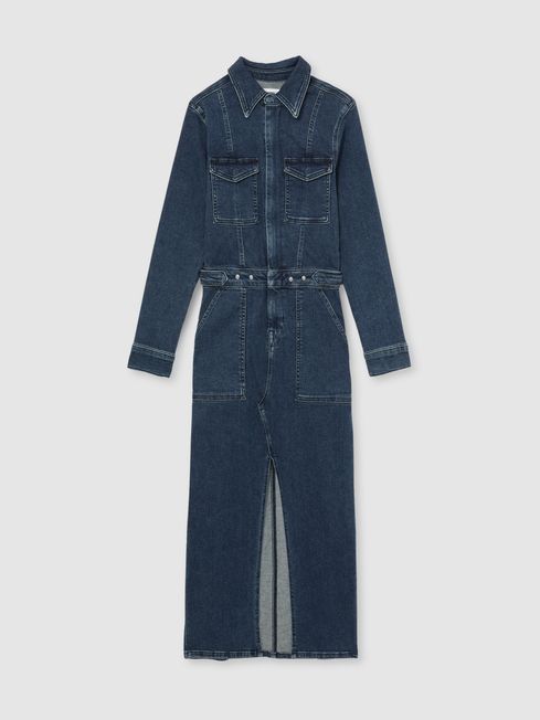 Good American Dark Indigo Denim Midi Dress