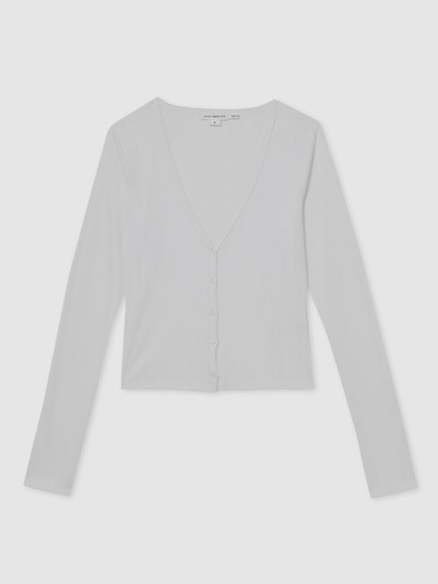 Good American White Pointelle Cardigan