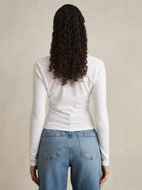 Good American White Pointelle Cardigan