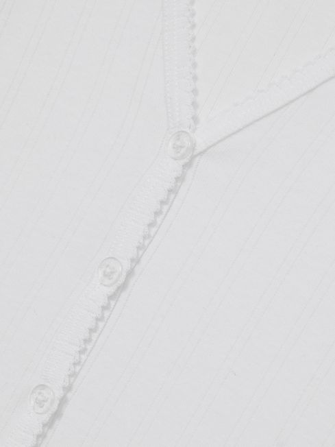 Good American White Pointelle Cardigan