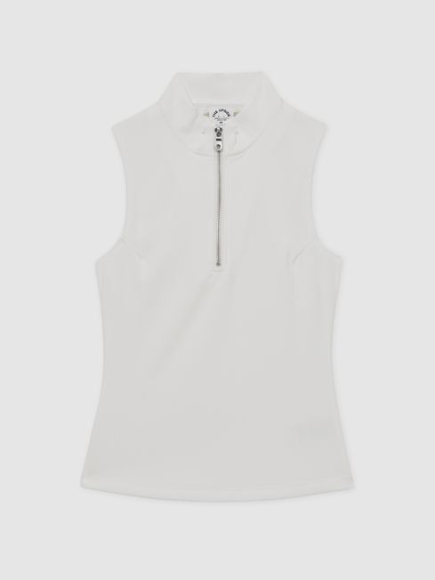 The Upside White The Upside Quarter-Zip Sleeveless Top