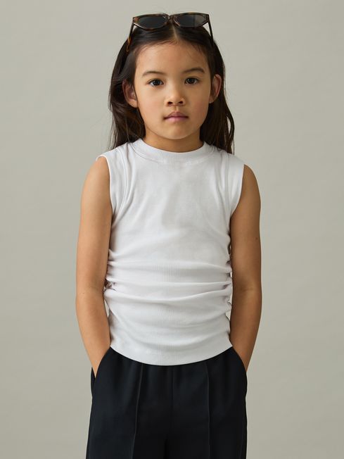 Reiss White Ruched Vest Top