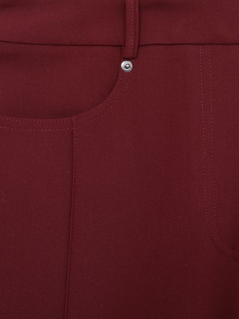 Reiss Dark Red Heather Palazzo Tailored Trousers