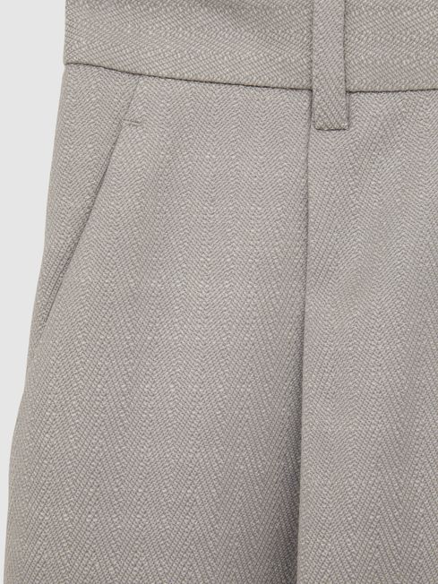 Reiss Grey Harper Wool-Blend Wide-Leg Suit Trousers