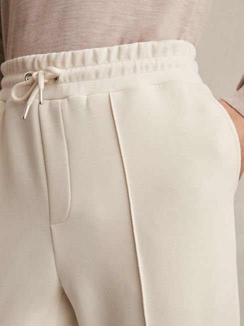 Reiss Off White Premier Drawstring Jersey Joggers