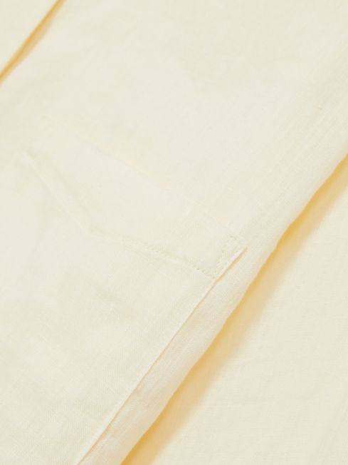 Reiss Pale Yellow Belle Linen Button-Through Shirt
