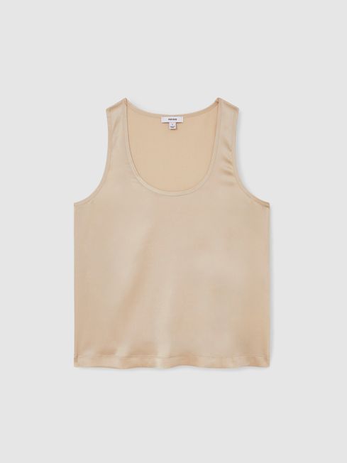 Reiss Neutral Ruby Silk-Front Cami Top