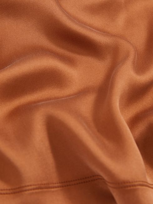 Reiss Toffee Brown Ruby Silk-Front Cami Top