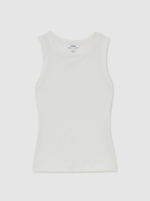 Reiss White Betty Stretch-Cotton Racerback Vest