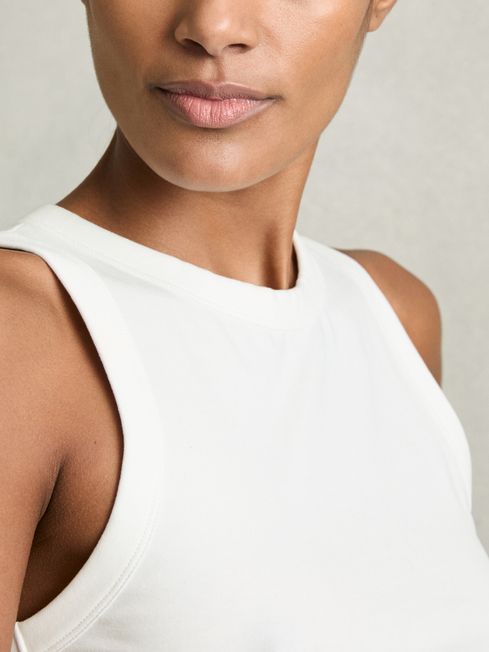 Reiss White Betty Stretch-Cotton Racerback Vest