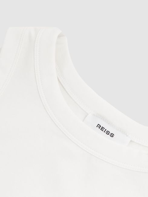 Reiss White Betty Stretch-Cotton Racerback Vest