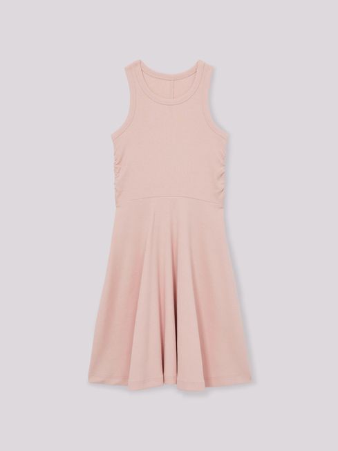 Reiss Pink Eliza Jersey Ruched Skater Dress