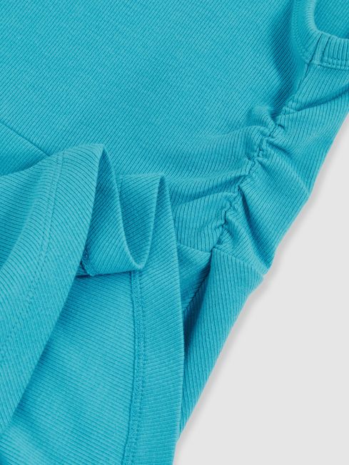 Reiss Teal Eliza Jersey Ruched Skater Dress