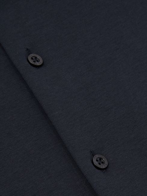 Cotton-Jersey Button-Through Shirt in Navy