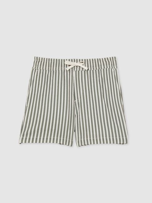 Reiss Sage/White Bay 13-14 yrs Seersucker Striped Swim Shorts