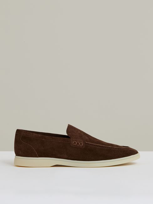 Reiss Brown Kason Suede Slip-On Loafers