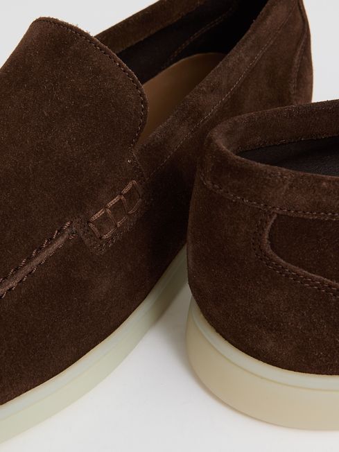 Reiss Brown Kason Suede Slip-On Loafers