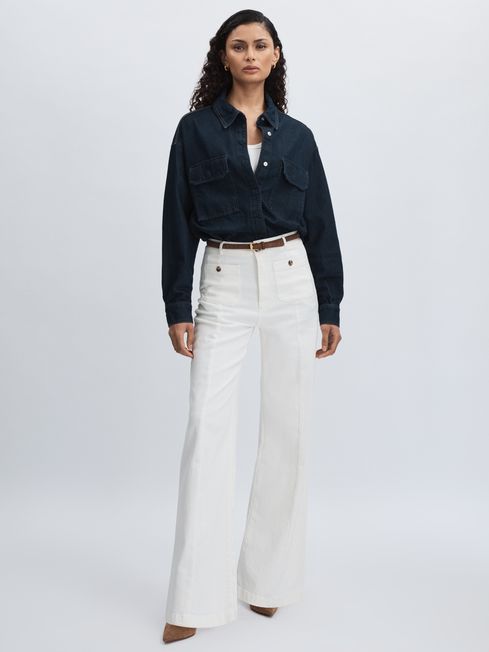 Paige Wide-Leg Patch Pocket Jeans