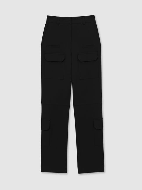 Reiss Black Camilla Wide-Leg Combat Trousers