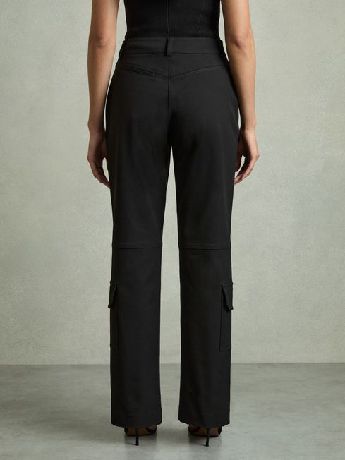 Reiss Black Camilla Wide-Leg Combat Trousers