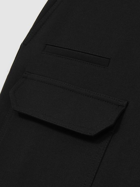 Reiss Black Camilla Wide-Leg Combat Trousers