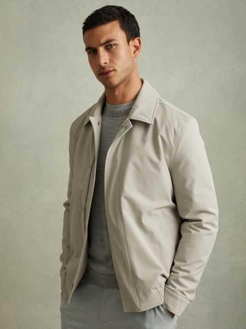 Elasticated Hem Harrington Jacket in Stone REISS Ireland