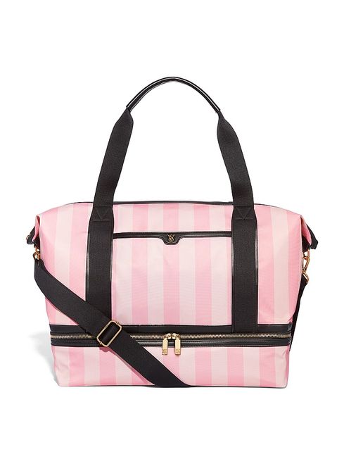 Victoria's Secret Iconic Stripe Pink The VS Getaway Weekender Bag