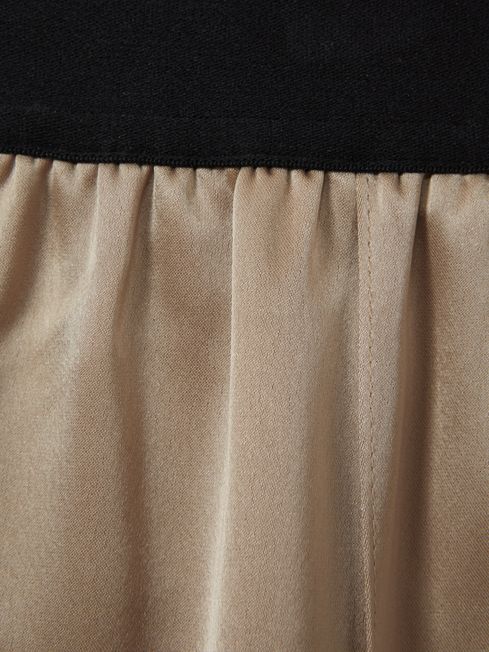 Reiss Champagne Elea Satin Elasticated Tapered Trousers