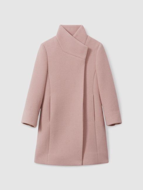 Reiss Pink Kia 13 14 yrs Wool Blend Funnel Neck Coat