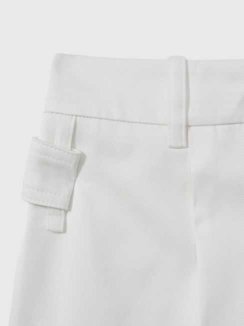 Reiss White Harper Petite Cotton Wide Leg Suit Trousers
