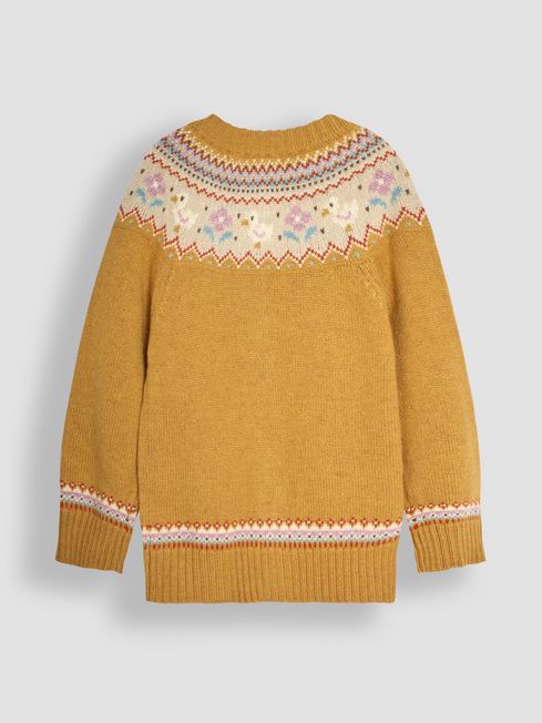 Mustard Yellow Duck Knit Fair Isle Cardigan