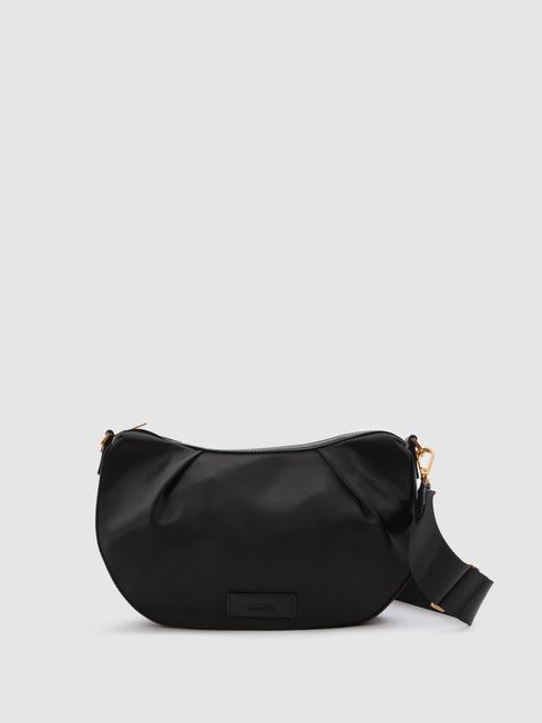 Reiss Black Frances Adjustable Strap Cross-Body Bag