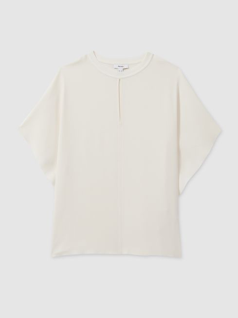 Reiss Ivory Tania Draped Sleeve Top