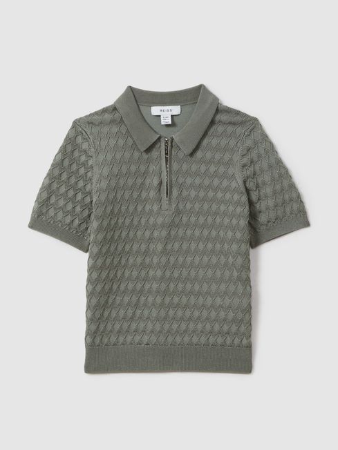 Reiss Sage Rizzo 3-9 yrs Half Zip Knitted Polo Shirt