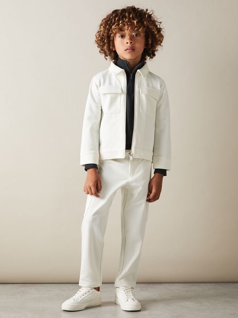 Reiss Off White Ventura 3-9 yrs Twill Zip-Front Jacket