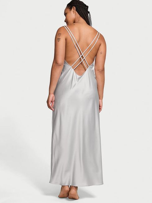 Silver Pearl Grey Twinkle Shine Strap Satin Slip Dress Victoria s Secret Ireland