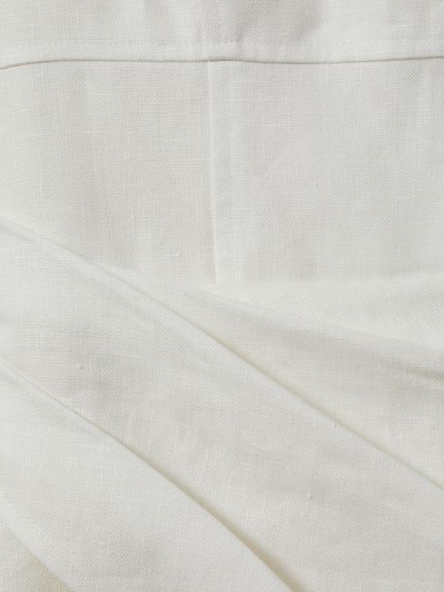 Reiss Cream Piper Linen Pleat Detail Mini Dress
