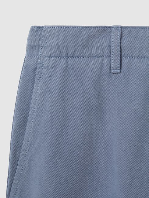 Reiss Airforce Blue Ezra Cotton Blend Internal Drawstring Shorts