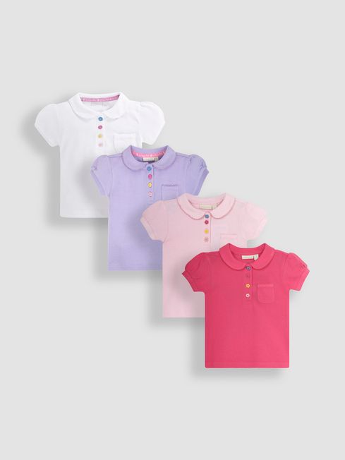 JoJo Maman Bébé Pink 4-Pack Pretty Polo Shirts