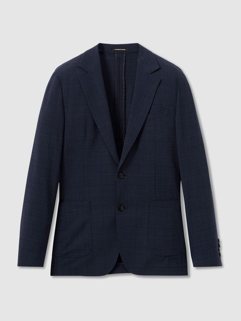 Charles Navy Checked Single Breasted Blazer REISS Ireland