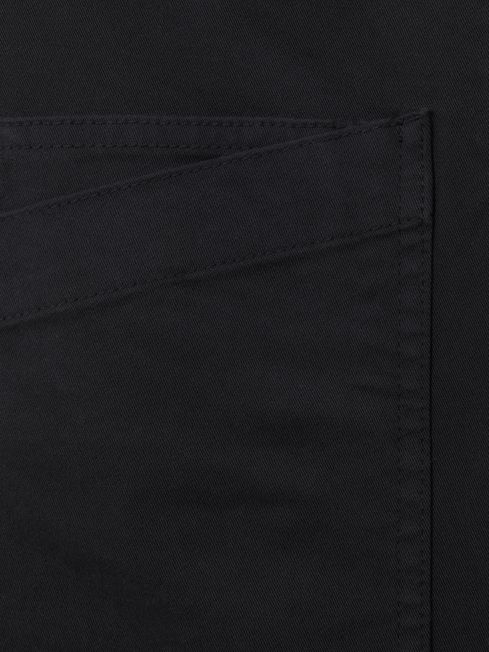 Reiss Navy Nova Cotton Blend Shorts with Turned-Up Hems