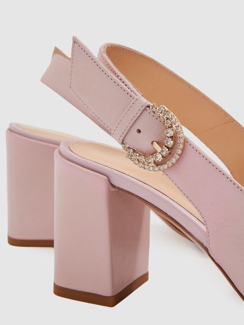 Camilla Elphick Soft Pink Camilla Elphick Leather Slingback Heels
