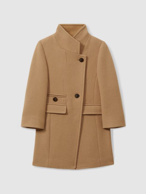 13 14 yrs Wool Blend Longline Double Breasted Coat in Camel REISS Canada