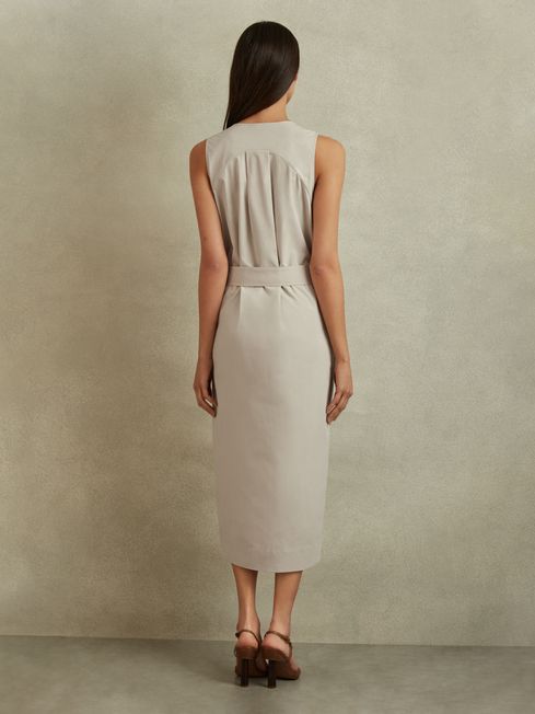 Reiss Stone Elin Utility Belted Midi Dress