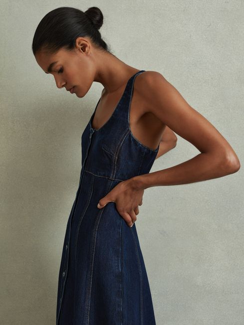 Blue denim midi dress outlet