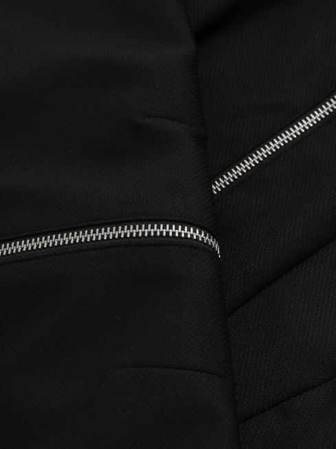 Textured Cap Sleeve Midi Dress in Black