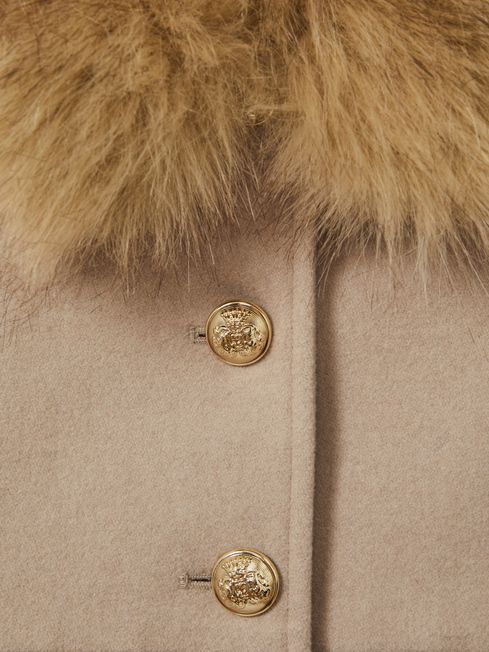 Reiss Nicole Faux Fur Collar Wool Blend Coat REISS Rest of World