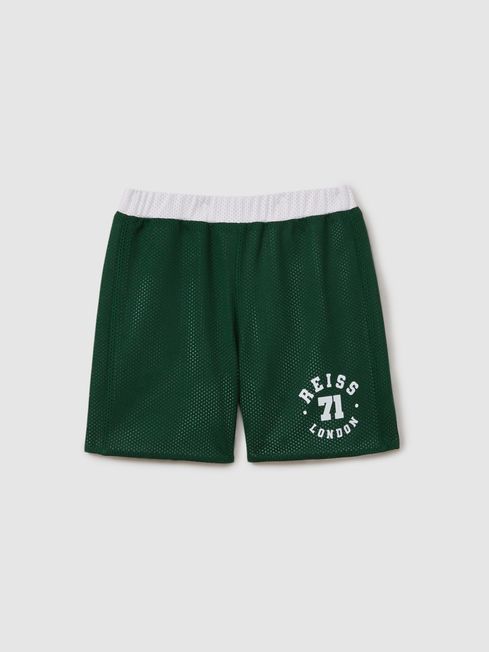 3 9 yrs Airtex Reversible Basketball Shorts in Dark Green Optic White