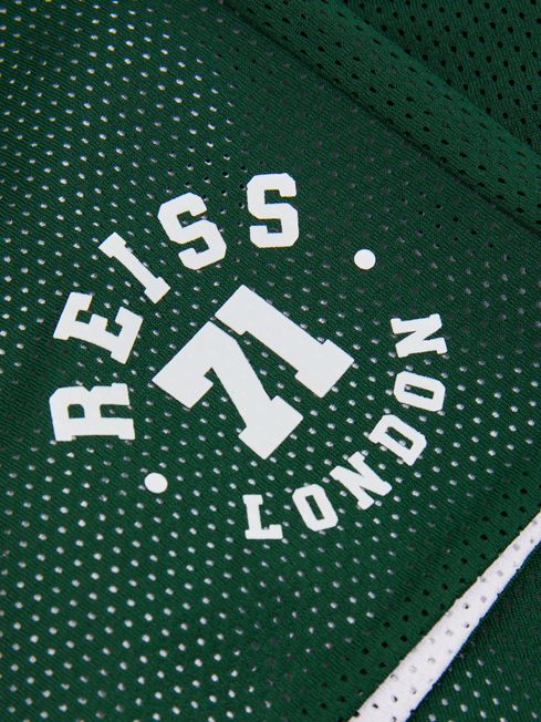 Reiss Dark Green/Optic White Clifton 3-9 yrs Airtex Reversible Basketball Shorts